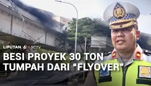 Ngeri! Besi Proyek 30 Ton Tumpah dari Flyover Tomang Usai Kecelakaan