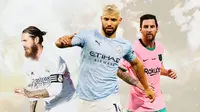 Ilustrasi - Sergio Ramos, Sergio Aguero, Lionel Messi (Bola.com/Adreanus Titus)