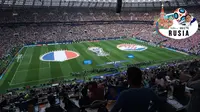Suasana Stadion Luzhniki tempat berlangsungnya partai puncak Piala Dunia 2018 yang mempertemukan timnas Prancis melawan Kroasia, Minggu (15/7/2018). (Bola.com/Okie Prabhowo)