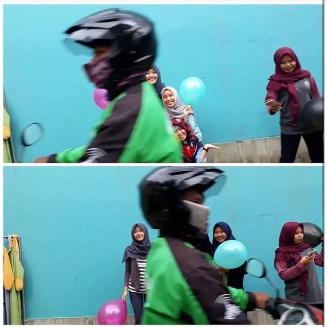 8 Momen Ngakak Ojek Online Jadi Photobomb