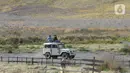 Mobil jeep wisatawan berkeliling di lautan pasir Gunung Bromo, Probolinggo, Jawa Timur, Jumat (10/9/2021). Wisata Gunung Bromo lewat Probolinggo resmi dibuka pada Kamis (9/9/2021) sore seiring penurunan status pemberlakuan pembatasan kegiatan masyarakat. (merdeka.com/Arie Basuki)