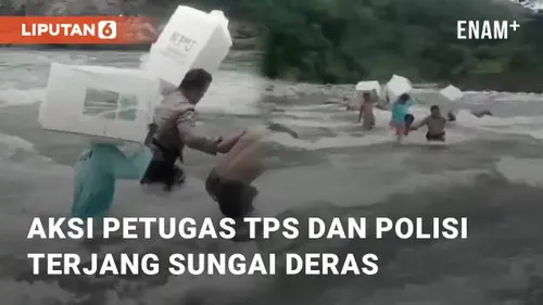VIDEO: Viral Aksi Petugas TPS dan Polisi Terjang Sungai Deras di Maros Sulawesi Selatan