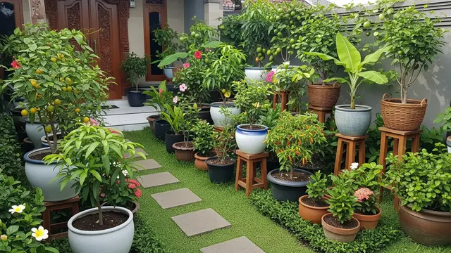 Desain Kebun Buah Campur Tanaman Hias di Halaman Depan Rumah/Gemini AI