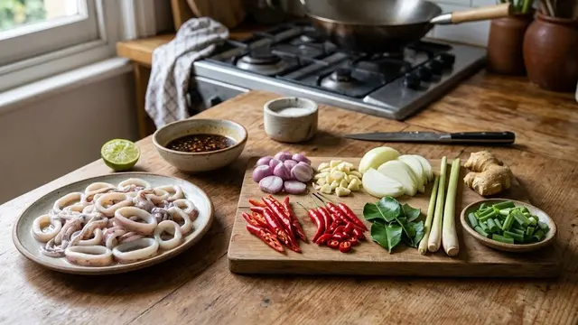 Bahan dan Bumbu Cumi Tumis Bawang Pedas