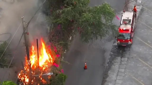 Kabel Terbakar Hingga Menyambar Pohon di Cinere Depok