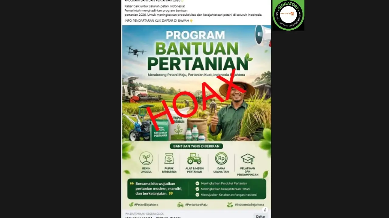 Cek Fakta Liputan6.com mendapati klaim link pendaftaran program bantuan pupuk bersubdisi hingga alat pertanian.