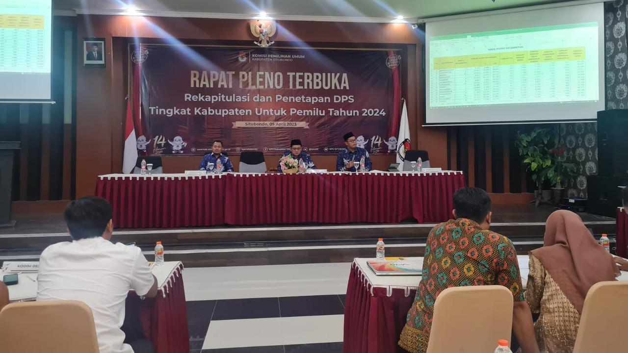 Rapat Pleno penentapan daftar pemilih sementara (DPS) Pemilu 2024 Kabupaten Situbondo (Istimewa)
