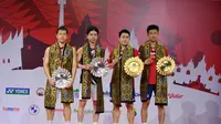 Ganda putra andalan Indonesia Marcus Fernaldi Gideon/Kevin Sanjaya Sukamuljo harus menelan pil pahit seusai gagal menjadi juara ajang bulutangkis HSBC BWF World Tour Finals 2021. (Dokumentasi PBSI)
