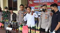 Minuman Keras Yang Disita Polres Pandeglang. (Rabu, 01/06/2022). (Dokumentasi Polres Pandeglang).