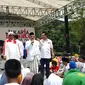 Calon Wakil Presiden KH Ma'ruif Amin saat berkampanye di Senayan. (Liputan6.com/Ady Anugrahadi)