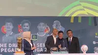 Prosesi drawing semifinal Pegadaian Liga 2 2023/2024 sudah rampung digelar di SCTV Tower, Senayan, Jakarta, pada Senin (5/2/2024) malam WIB. (Liputan6.com/Melinda Indrasari)