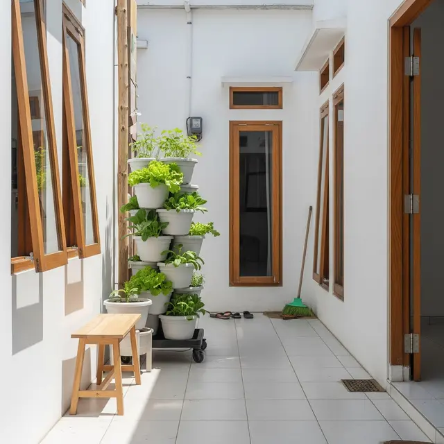 9 Ide Kebun Sayur Minimalis di Teras Sempit dengan Pot Plastik Bertingkat, Solusi Urban Asri