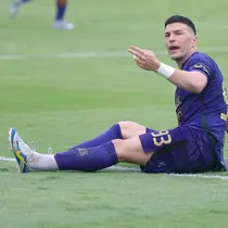 Striker Persita Tangerang, Andrejic Aleksa pada laga kontra PSIM di ajang BRI Super League 2025/2026. (Muhammad Iqbal Ichsan/Bola.com)