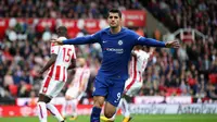 Alvaro Morata menjadi bintang lapangan setelah mencetak tiga gol untuk Chelsea pada laga melawan Stoke City (23/9/2017). (doc. Chelsea FC)