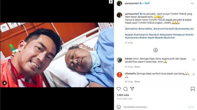 Kabar Duka, Ayah Yama Carlos Meninggal Dunia. (instagram.com/yamacarlos7)