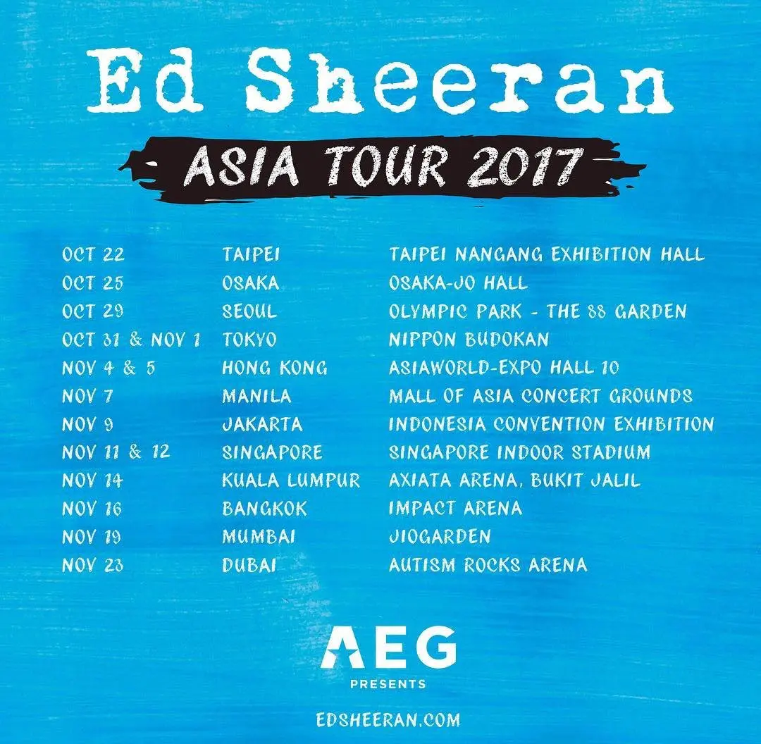 Jadwal tur Asia Ed Sheeran