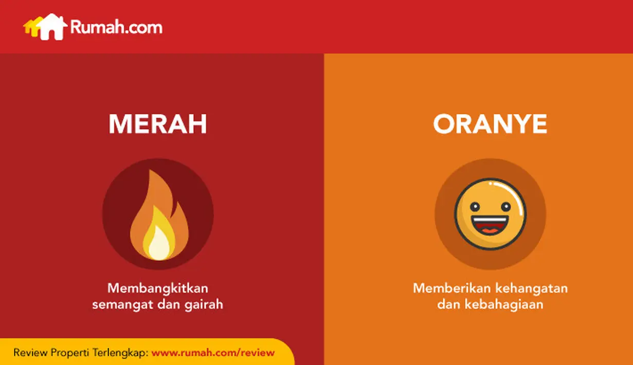 Merah berperan juga sebagai stimulator, sedang oranye untuk keharmonisan.