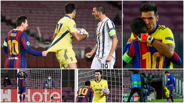FOTO: Momen Usil Lionel Messi Tarik Baju Gianluigi Buffon Saat Barcelona Jumpa Juventus di Liga Champions