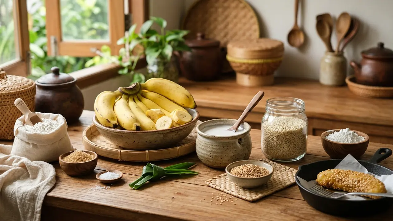 Resep Pisang Santan Balut Wijen