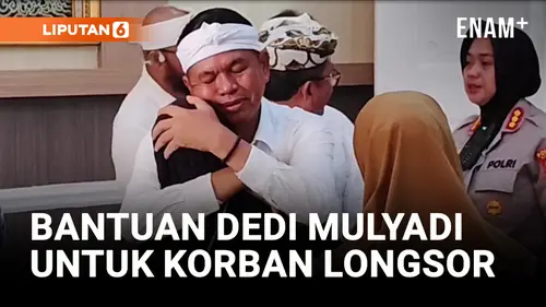  Sambil Dipeluk, Dedi Mulyadi Berikan Santunan ke Korban Longsor Tambang Gunung Kuda