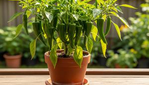 Cabai hijau dalam pot. [Foto: Gemini]