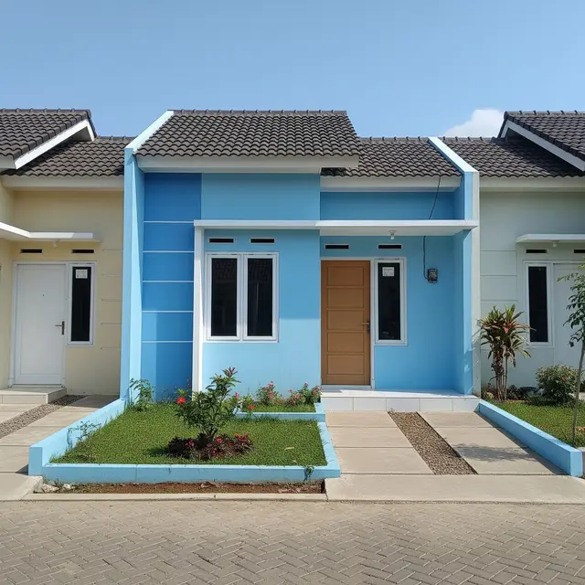 Warna Fasad Rumah Kecil yang Membuat Tampak Lebih Luas Model Biru Muda