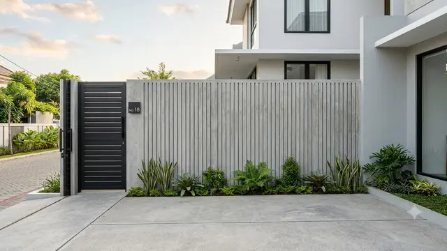 Pagar Roster Beton Ekspos untuk Rumah Minimalis. Gemini