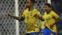 Penyerang Brasil, Gabriel Jesus, melakukan selebrasi seusai mencetak gol ke gawang Argentina, pada semifinal Copa America 2019, di Stadion Mineirao, Belo Horizonte, Brasil, Rabu (3/7/2019) pagi WIB.  (FOTO / Pedro Ugarte)