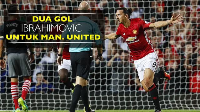 Video dua gol Zlatan Ibrahimovic untuk Manchester United di laga kontra Southampton di Old Trafford pada Jumat (19/8).
