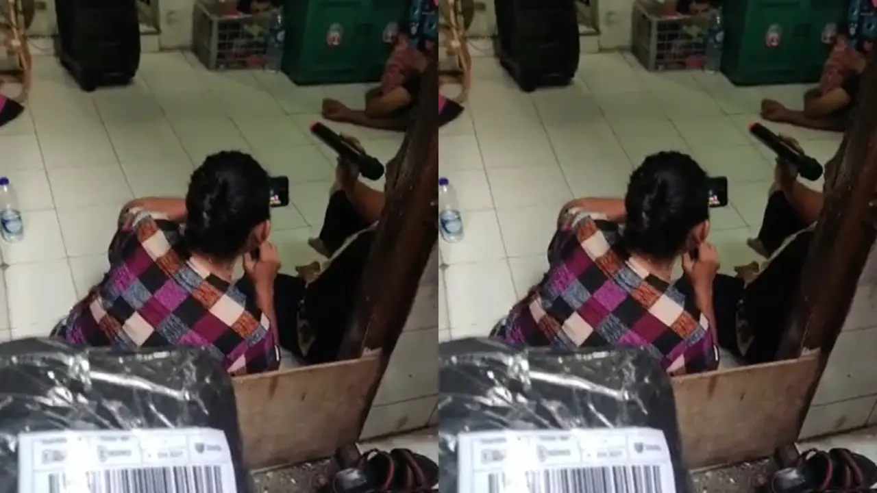 Momen lucu kurir antar paket.