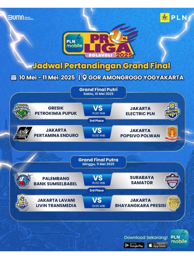 Jadwal Pertandingan Grand Final PLN Mobile Proliga 2025