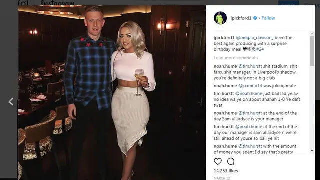 Megan Davison dan Jordan Pickford