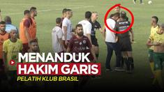 Berita video momen pelatih klub di Brasil dipecat klubnya setelah melakukan aksi menanduk hakim garis wanita dalam sebuah pertandingan, Minggu (10/4/2022).