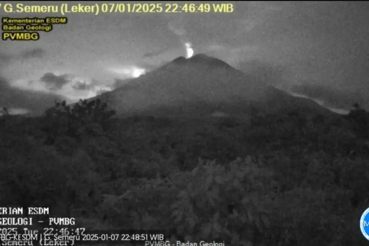 Gunung semeru erupsi dengan ketinggian 600 meter (Istimewa)