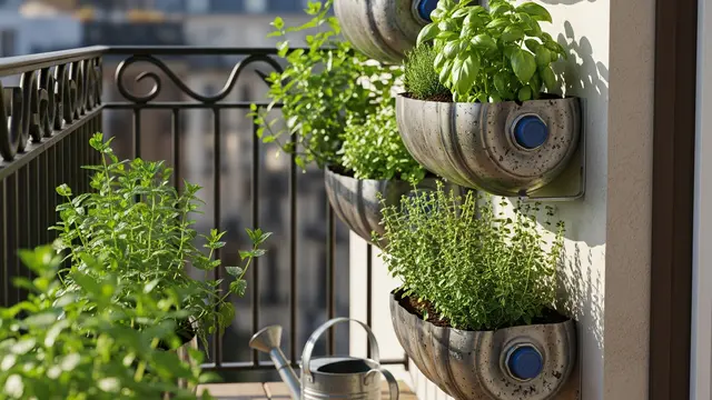 Model Kebun Mini di Balkon dengan Galon Bekas