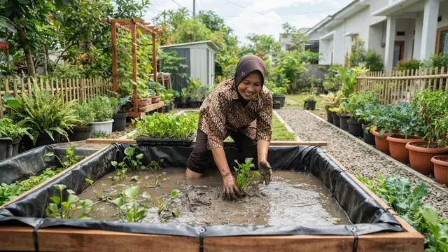 Cara Menanam Genjer di Kolam Terpal (AI Generated)