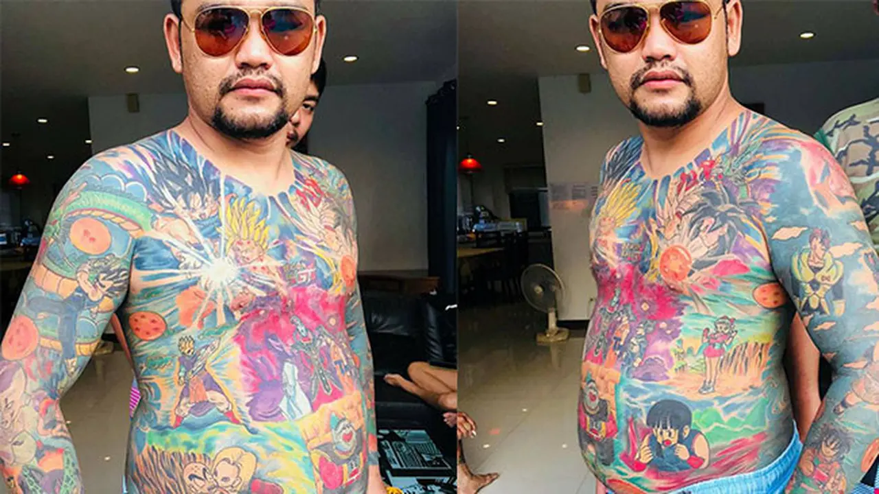 Fans Berat, Pria Ini Memiliki Tatto Bergambar Dragon Ball Di Sekujur Tubuhnya