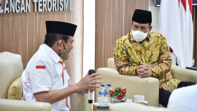 Kepala Badan Nasional Penaggulangan Terorisme (BNPT), Komjen Boy Rafli Amar menerima audiensi Forum Persaudaraan Hijrah (FPH) Wasathiyah di Kantor BNPT, Jakarta pada Selasa (1/3/2022).