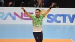Aksi Raffi Ahmad di Turnamen Olahraga Selebriti Indonesia (TOSI) yang berlangsung di Kelapa Dua Sport Center, Tangerang, Minggu (13/10/2024).