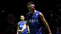 Ganda putra Indonesia, Fajar Alfian/Muhammad Rian Ardianto gagal lolos ke semifinal Indonesia Open 2023 setelah menelan kekalahan 13-21, 13-21 dari ganda India, Satwiksairaj Rankireddy/Chirag Shetty. (Bola.com/Bagaskara Lazuardi)