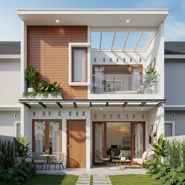 Desain Rumah Kecil tapi Luas dengan Atap Rata dan Langit-Langit Terbuka