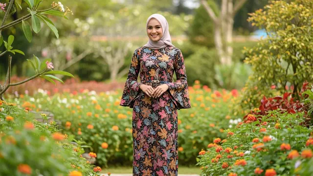 Gamis Batik dengan Lengan Lonceng