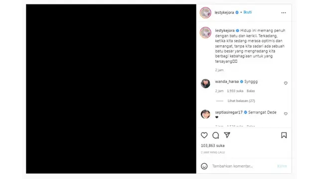 Lesti Kejora Akhirnya Ungkap Alasan Kenapa Tulis Caption Sendu yang Bikin Netizen Kepo di Instagram
