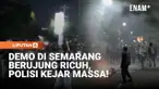 Aksi unjuk rasa ribuan mahasiswa di kawasan Jalan Pahlawan, Kota Semarang, Jawa Tengah, Senin malam, berakhir ricuh setelah sebagian massa tetap bertahan di lokasi usai batas waktu penyampaian pendapat berakhir. Aparat kepolisian akhirnya melakukan p...