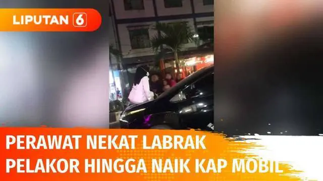 Seorang perawat di Medan, Sumatera Utara, nekat melompat ke atas kap sebuah mobil yang tengah melaju saat memergoki sang suami tengah berduaan dengan wanita lain di dalam mobil. Aksi perawat tersebut menjadi tontonan warga yang melintas.