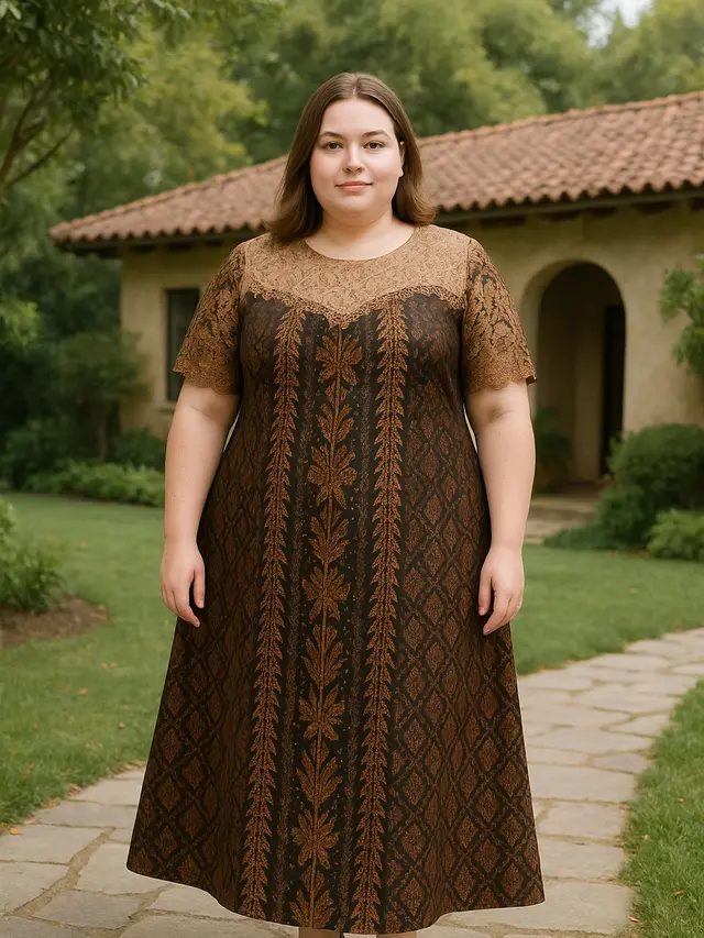 Model Gamis Batik Kombinasi Brokat