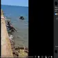 Gambar tangkapan layar video&nbsp;yang diklaim penampakan kepiting raksasa naik ke permukaan di Kupang,&nbsp;NTT. (sumber: Facebook)