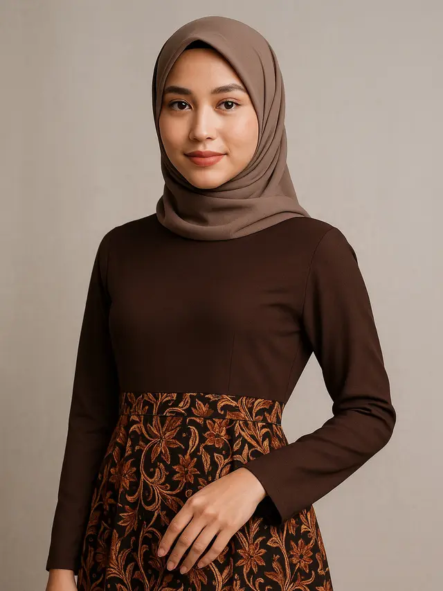 7 Model Dress Batik Lengan Panjang Kombinasi Polos, Tren Fashion Modern yang Memadukan Tradisi dan Gaya Kontemporer