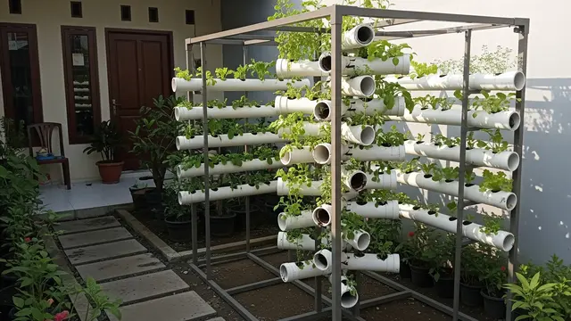 Tower Garden dengan Rangka Penyangga