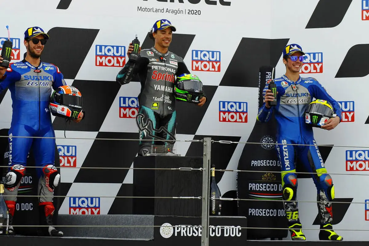 Unggul atas Alex Rins dan Joan Mir, Franco Morbidelli Juara di MotoGP Teruel 2020